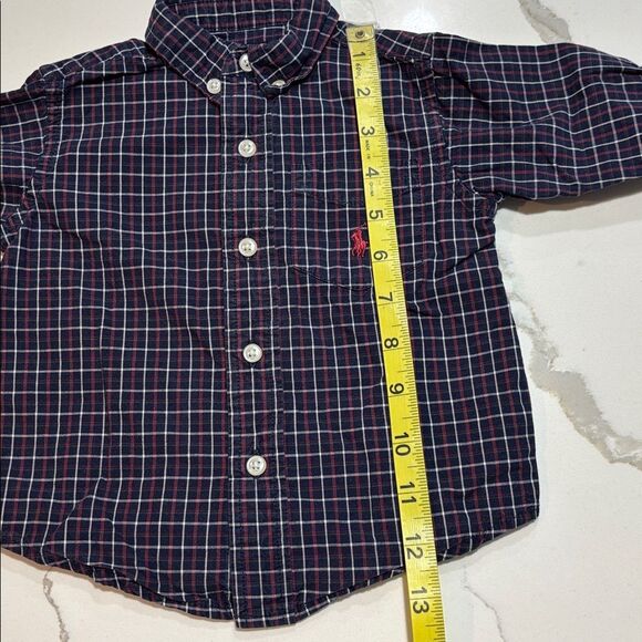 Ralph Lauren | Infant Boys Navy Plaid Button Down 100% Cotton Dress Shirt - Picture 12 of 15